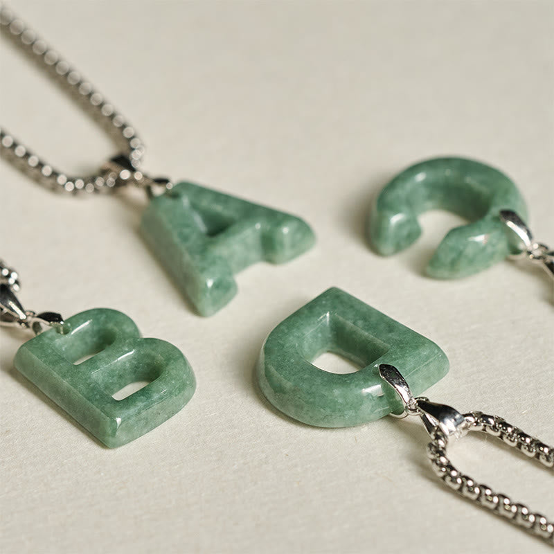 Buddha Stones, natürlicher AZ-Buchstabe Jade, Titanstahl, breite Kette, Wohlstands-Halskette mit Anhänger - image 37