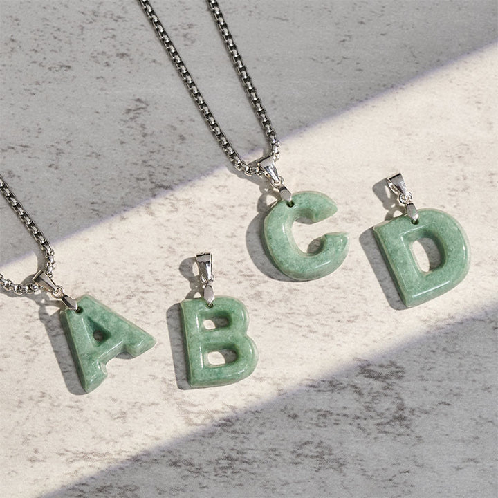 Buddha Stones, natürlicher AZ-Buchstabe Jade, Titanstahl, breite Kette, Wohlstands-Halskette mit Anhänger - image 35