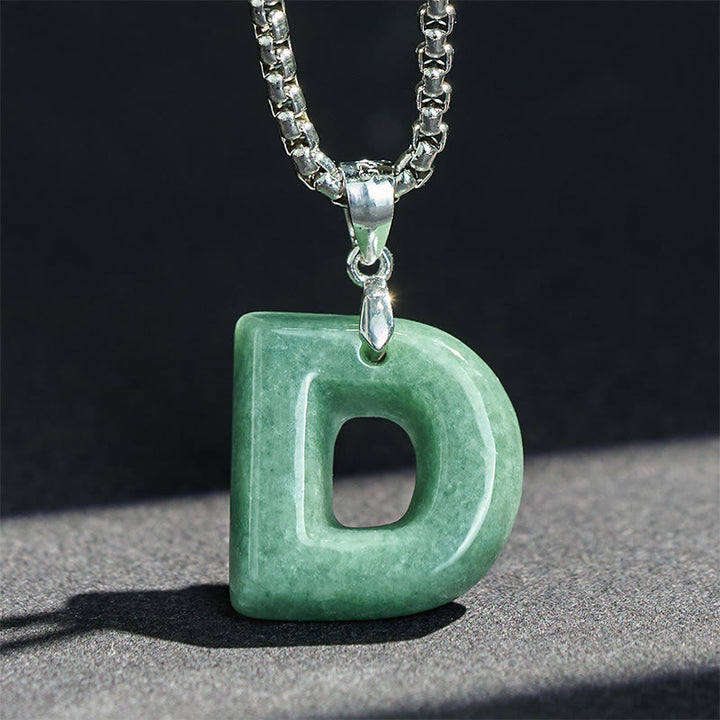 Buddha Stones, natürlicher AZ-Buchstabe Jade, Titanstahl, breite Kette, Wohlstands-Halskette mit Anhänger - image 12