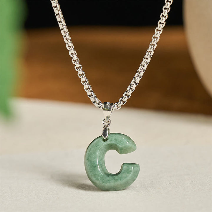 Buddha Stones, natürlicher AZ-Buchstabe Jade, Titanstahl, breite Kette, Wohlstands-Halskette mit Anhänger - image 9