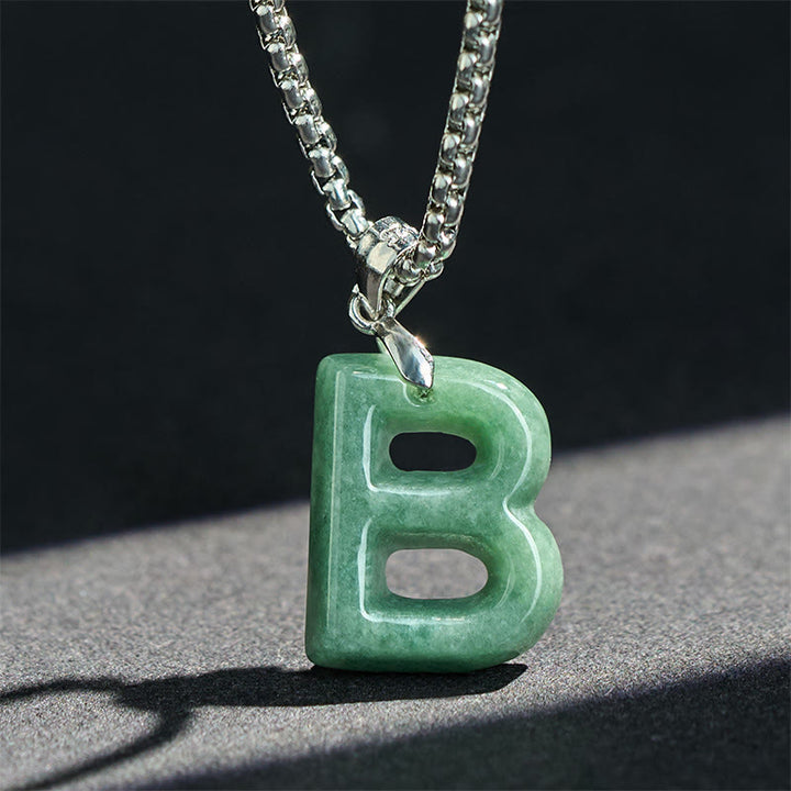 Buddha Stones, natürlicher AZ-Buchstabe Jade, Titanstahl, breite Kette, Wohlstands-Halskette mit Anhänger - image 8