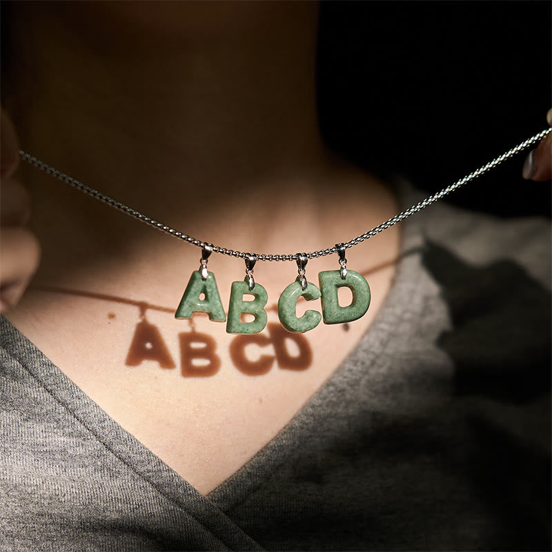 Buddha Stones, natürlicher AZ-Buchstabe Jade, Titanstahl, breite Kette, Wohlstands-Halskette mit Anhänger - image 39