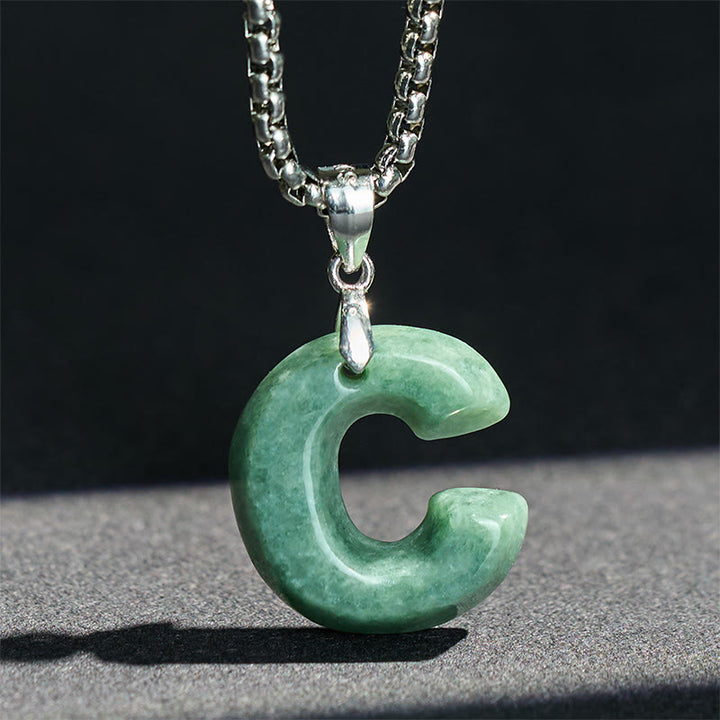 Buddha Stones, natürlicher AZ-Buchstabe Jade, Titanstahl, breite Kette, Wohlstands-Halskette mit Anhänger - image 10