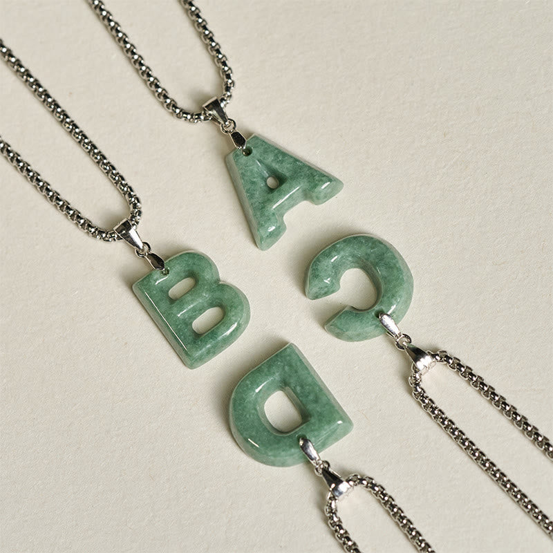 Buddha Stones, natürlicher AZ-Buchstabe Jade, Titanstahl, breite Kette, Wohlstands-Halskette mit Anhänger - image 36