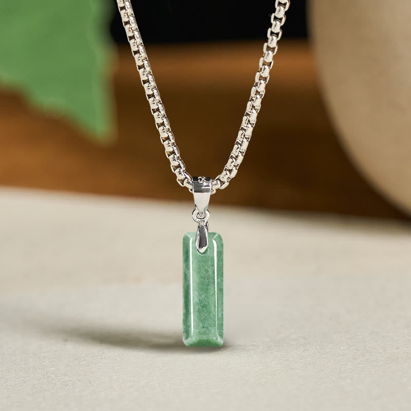 Buddha Stones, natürlicher AZ-Buchstabe Jade, Titanstahl, breite Kette, Wohlstands-Halskette mit Anhänger - ICH - image 17