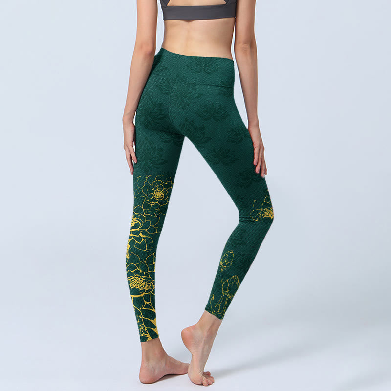Leggings mit Buddha Stones -Lotus-Buddha-Motivmuster, bedruckt mit Print, Damen-Yogahosen - image 4