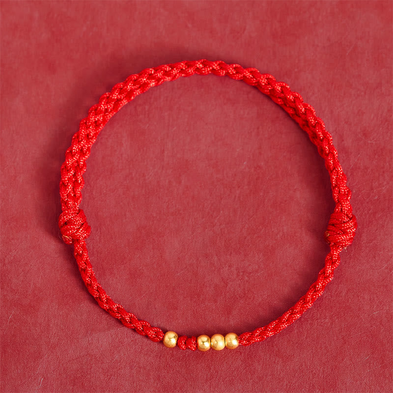 Buddha Stones, 925er Sterlingsilber, vergoldete Perlen, rote Schnur, verstellbares Armband - image 3