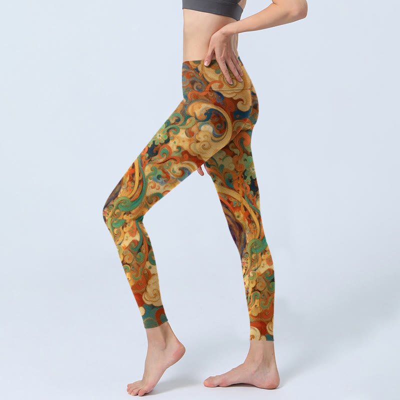Leggings mit Buddha Stones Motiv, wunderschönem Feenwolkenmuster, Yogahose für Damen - image 2