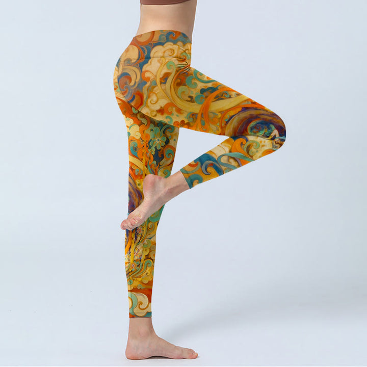 Leggings mit Buddha Stones Motiv, wunderschönem Feenwolkenmuster, Yogahose für Damen - image 3