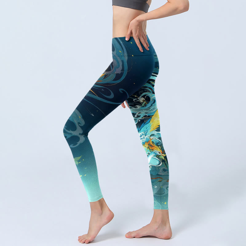 Leggings mit Buddha Stones Motiv, traumhaftem Phönix-Wolken-Muster, Damen-Yogahose - image 2