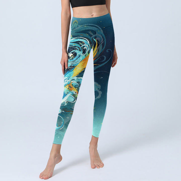 Leggings mit Buddha Stones Motiv, traumhaftem Phönix-Wolken-Muster, Damen-Yogahose - image 5
