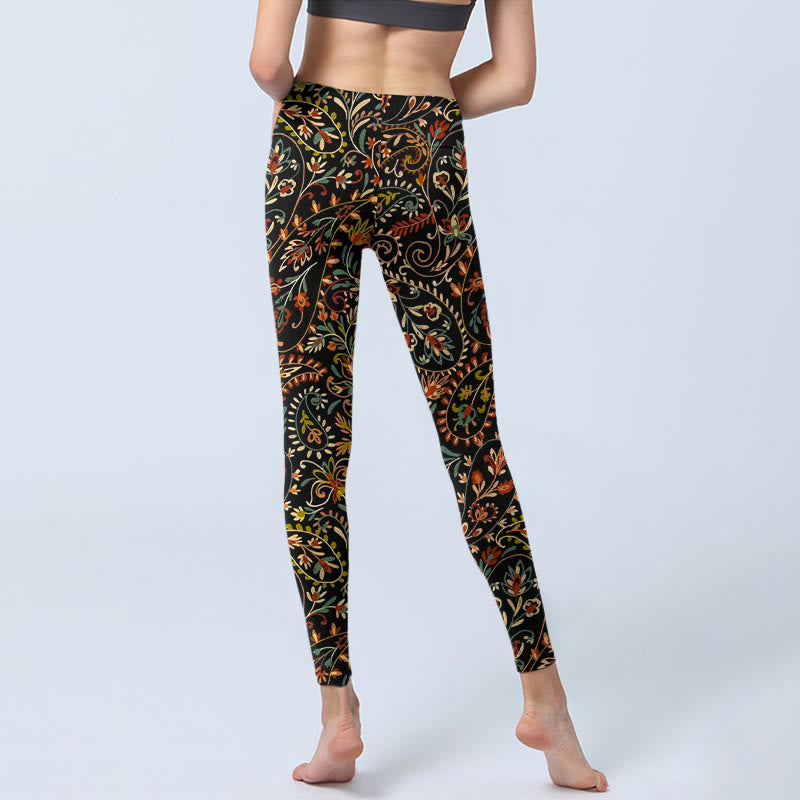 Leggings mit Buddha Stones -Motiv und aufwendigem Blumen- und Blättermuster, Damen-Yogahose - image 6