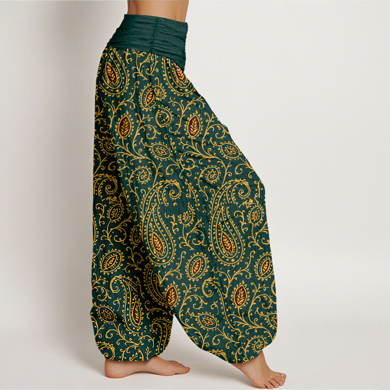 Buddha Stones, Baumwolle, farbenfrohes Paisley-Muster, Damen-Haremshose mit elastischem Bund - image 2
