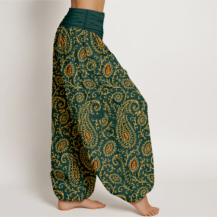 Buddha Stones, Baumwolle, farbenfrohes Paisley-Muster, Damen-Haremshose mit elastischem Bund - image 2