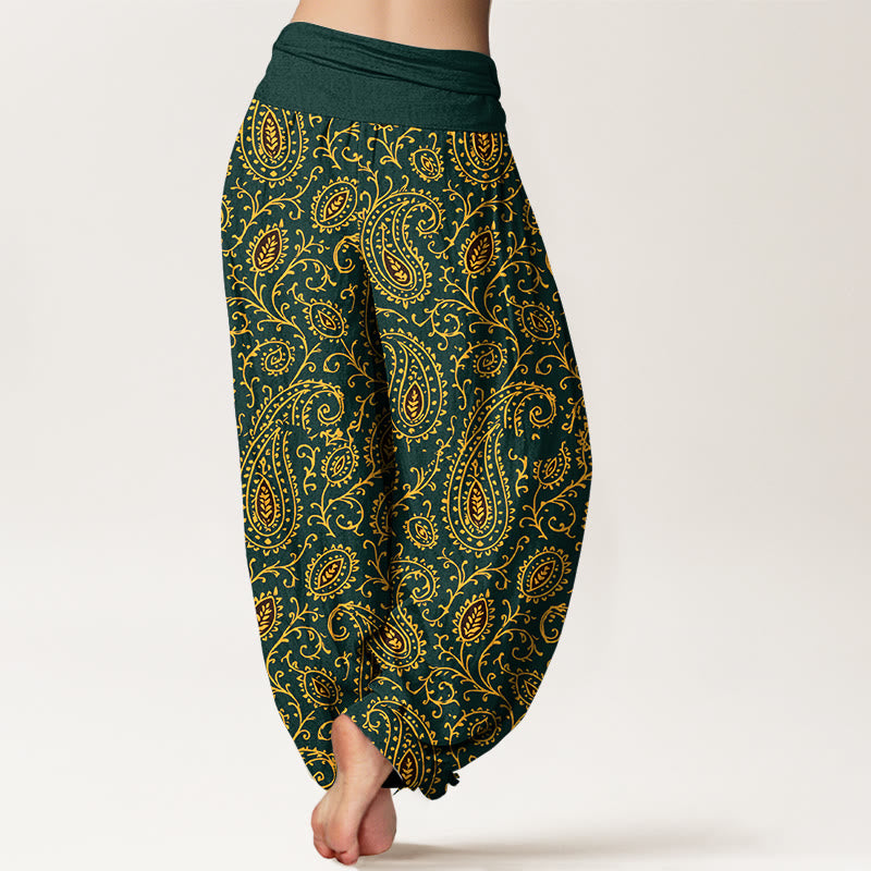 Buddha Stones, Baumwolle, farbenfrohes Paisley-Muster, Damen-Haremshose mit elastischem Bund - image 1
