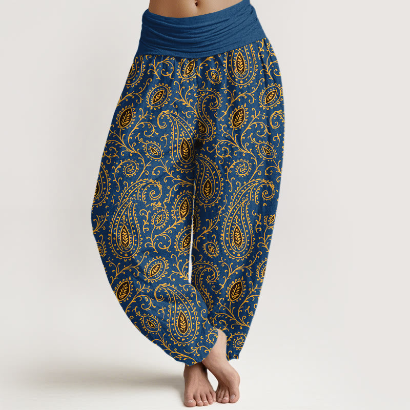 Buddha Stones, Baumwolle, farbenfrohes Paisley-Muster, Damen-Haremshose mit elastischem Bund - Blau - US16, UK/AU20, EU48 (3XL) - image 5