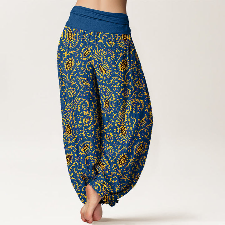 Buddha Stones, Baumwolle, farbenfrohes Paisley-Muster, Damen-Haremshose mit elastischem Bund - image 6