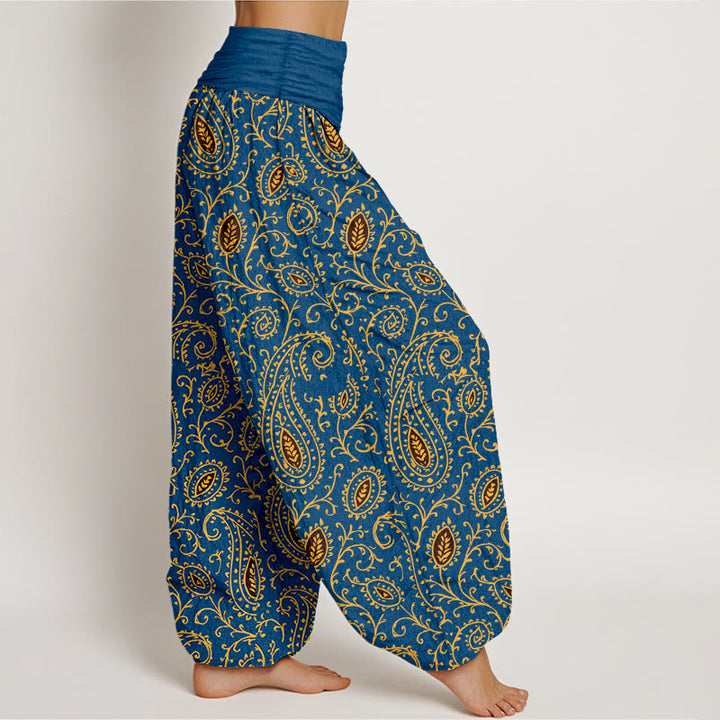 Buddha Stones, Baumwolle, farbenfrohes Paisley-Muster, Damen-Haremshose mit elastischem Bund - image 7
