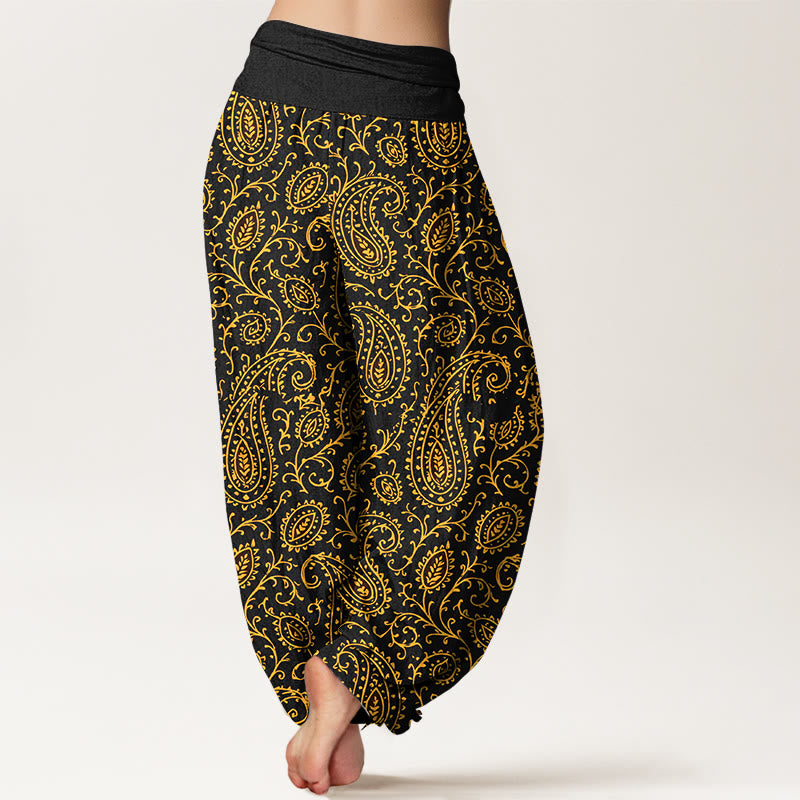 Buddha Stones, Baumwolle, farbenfrohes Paisley-Muster, Damen-Haremshose mit elastischem Bund - image 9
