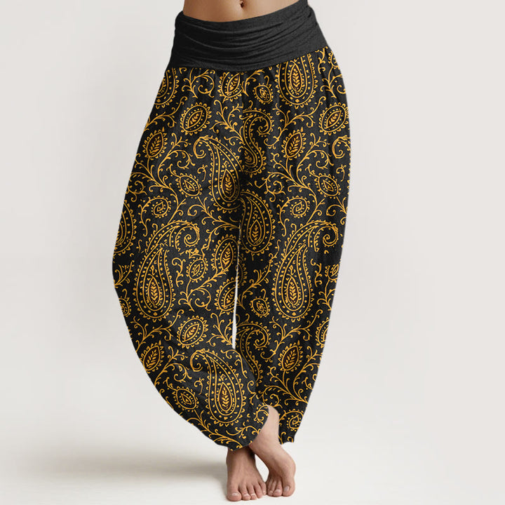 Buddha Stones, Baumwolle, farbenfrohes Paisley-Muster, Damen-Haremshose mit elastischem Bund - Schwarz - US16, UK/AU20, EU48 (3XL) - image 8