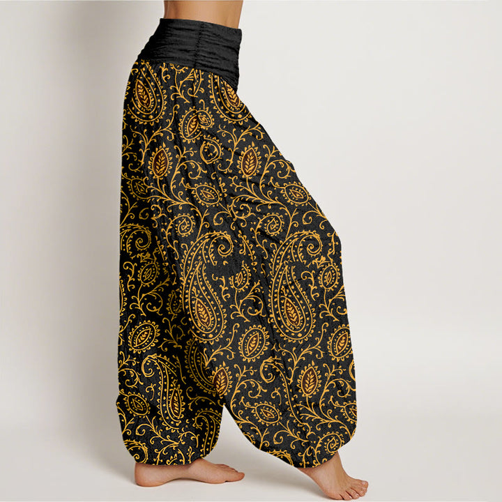 Buddha Stones, Baumwolle, farbenfrohes Paisley-Muster, Damen-Haremshose mit elastischem Bund - image 10
