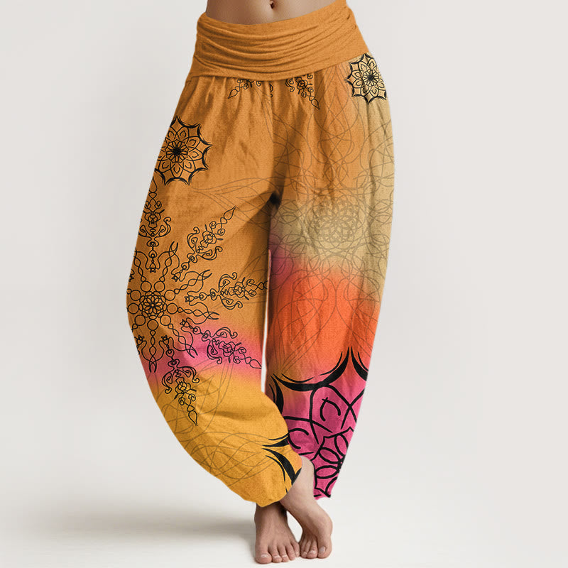 Buddha Stones, Baumwoll-Haremshose mit farbenfrohem Mandala-Muster, elastischem Bund für Damen - Goldrute - US16, UK/AU20, EU48 (3XL) - image 5