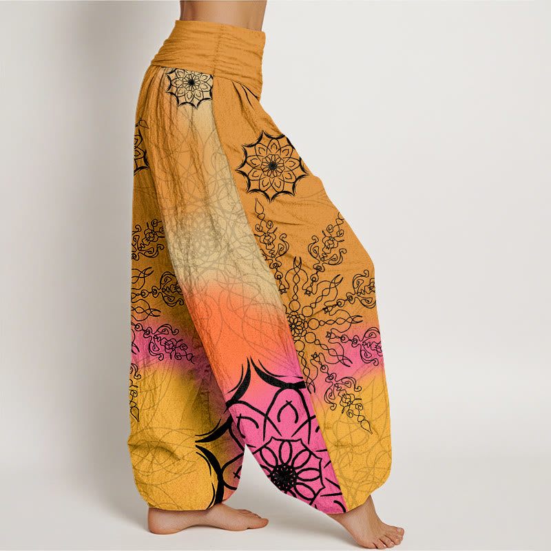 Buddha Stones, Baumwoll-Haremshose mit farbenfrohem Mandala-Muster, elastischem Bund für Damen - image 7