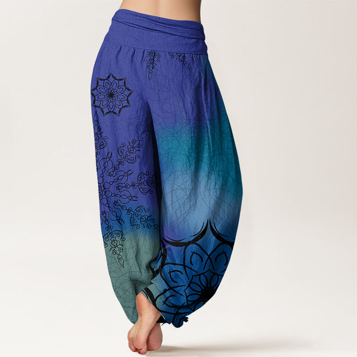 Buddha Stones, Baumwoll-Haremshose mit farbenfrohem Mandala-Muster, elastischem Bund für Damen - image 9