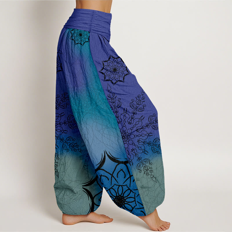 Buddha Stones, Baumwoll-Haremshose mit farbenfrohem Mandala-Muster, elastischem Bund für Damen - image 10