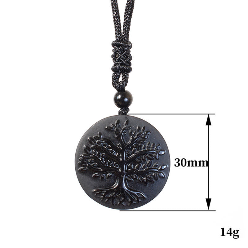 Buddha Stones ​​Natur – Lebensbaum-Muster – Schwarzer Obsidian – Transformations-Halskette mit Anhänger - image 6