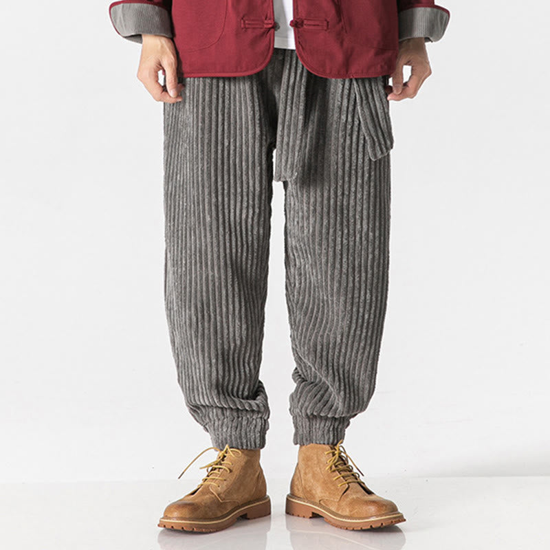 Buddha Stones Winter Cordhose für Herren, einfarbig, knöchellang, mit Taschen - image 3