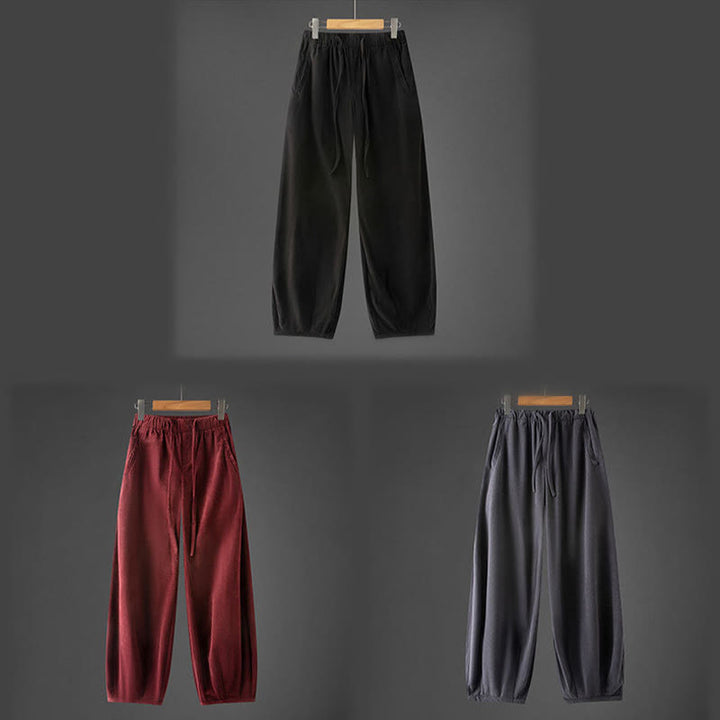 Buddha Stones Winter Herren Cordhose mit Kordelzug, schlichtem elastischem Bund und Taschen - image 12