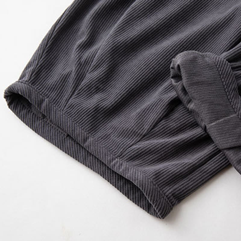 Buddha Stones Winter Herren Cordhose mit Kordelzug, schlichtem elastischem Bund und Taschen - image 6