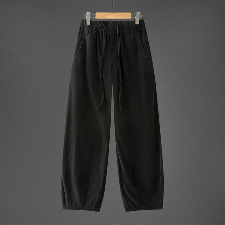 Buddha Stones Winter Herren Cordhose mit Kordelzug, schlichtem elastischem Bund und Taschen - Schwarz - US/ UK/AU46, EU56 (5XL) - image 8