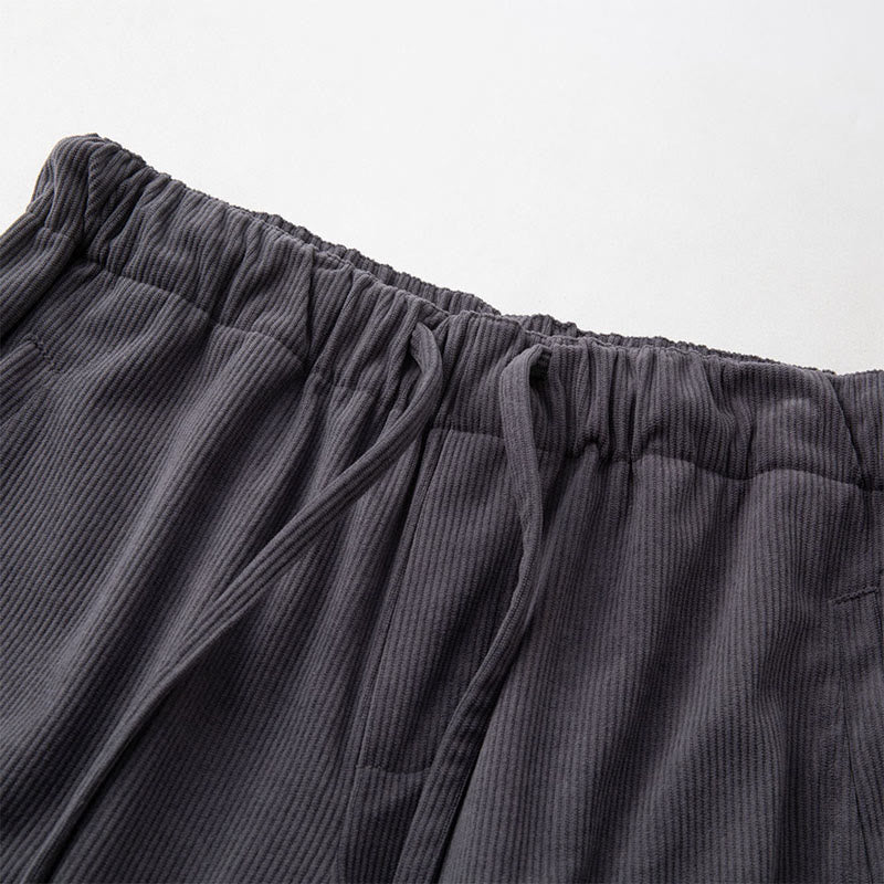 Buddha Stones Winter Herren Cordhose mit Kordelzug, schlichtem elastischem Bund und Taschen - image 2