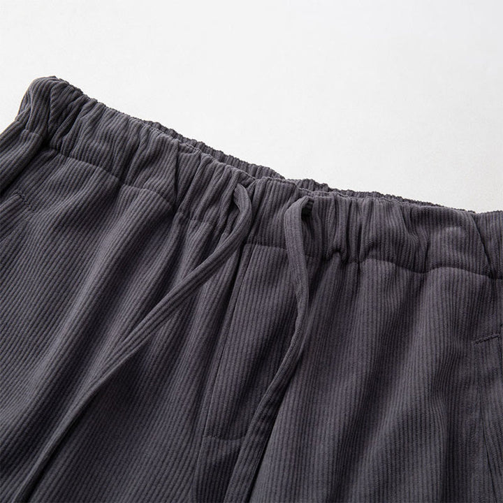 Buddha Stones Winter Herren Cordhose mit Kordelzug, schlichtem elastischem Bund und Taschen - image 2