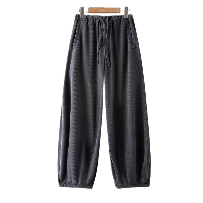 Buddha Stones Winter Herren Cordhose mit Kordelzug, schlichtem elastischem Bund und Taschen - image 7