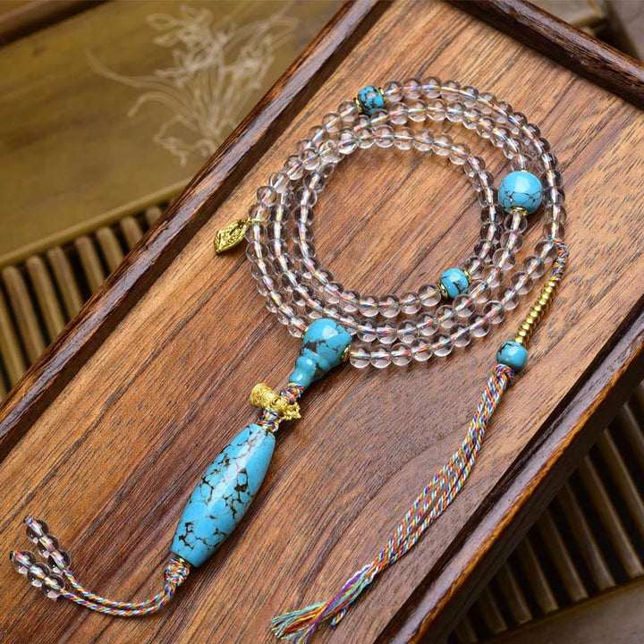 Buddha Stones 108 Perlen Liuli Crystal Dzi Bead Achat Blessings Quaste Mala - Stil 2 - 6 mm - image 12