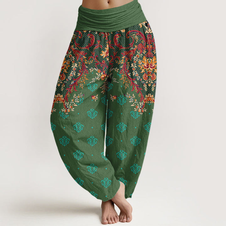 Buddha Stones Baumwoll-Haremshose mit symmetrischem Blattmuster und elastischem Bund für Damen - Grün - US16, UK/AU20, EU48 (3XL) - image 8
