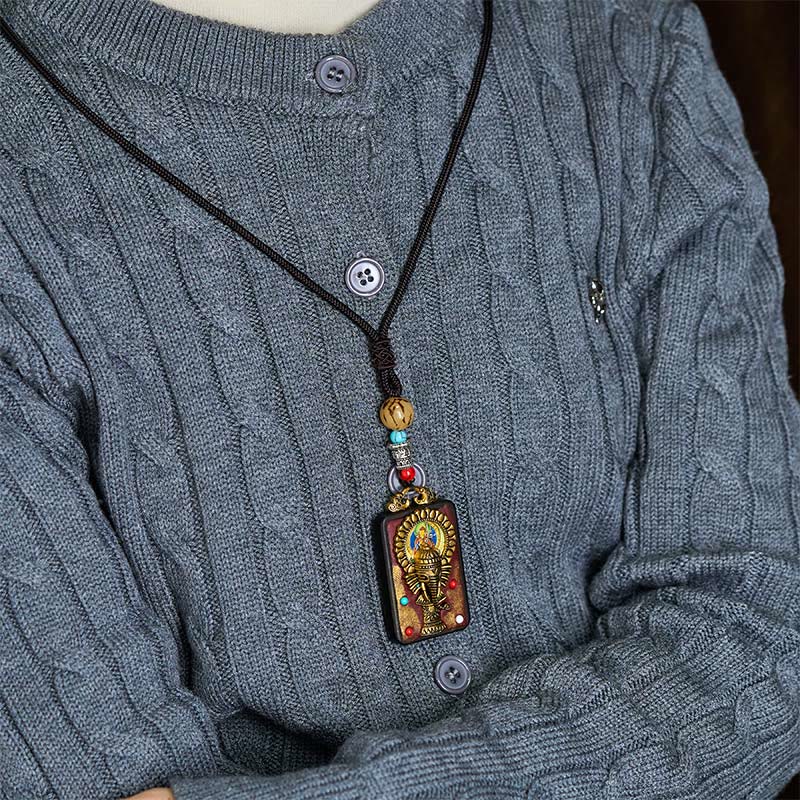 Buddha Stones Tibetischer Ganesh Ganpati Elefanten-Halskette aus Ebenholz, Seil-Friedensanhänger - image 16