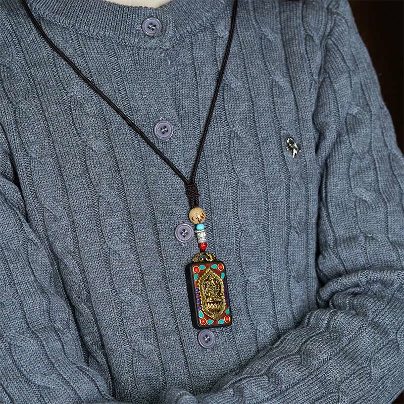 Buddha Stones Tibetischer Ganesh Ganpati Elefanten-Halskette aus Ebenholz, Seil-Friedensanhänger - image 30