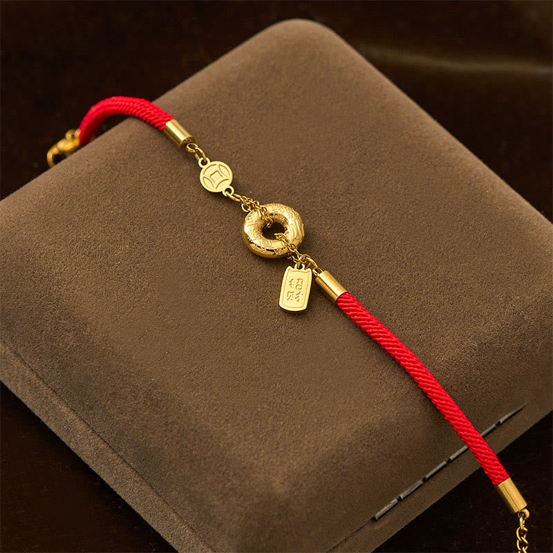 Buddha Stones -Friedensschnalle, Glücksbringer, Armband aus Titanstahl mit roter Schnur - image 2