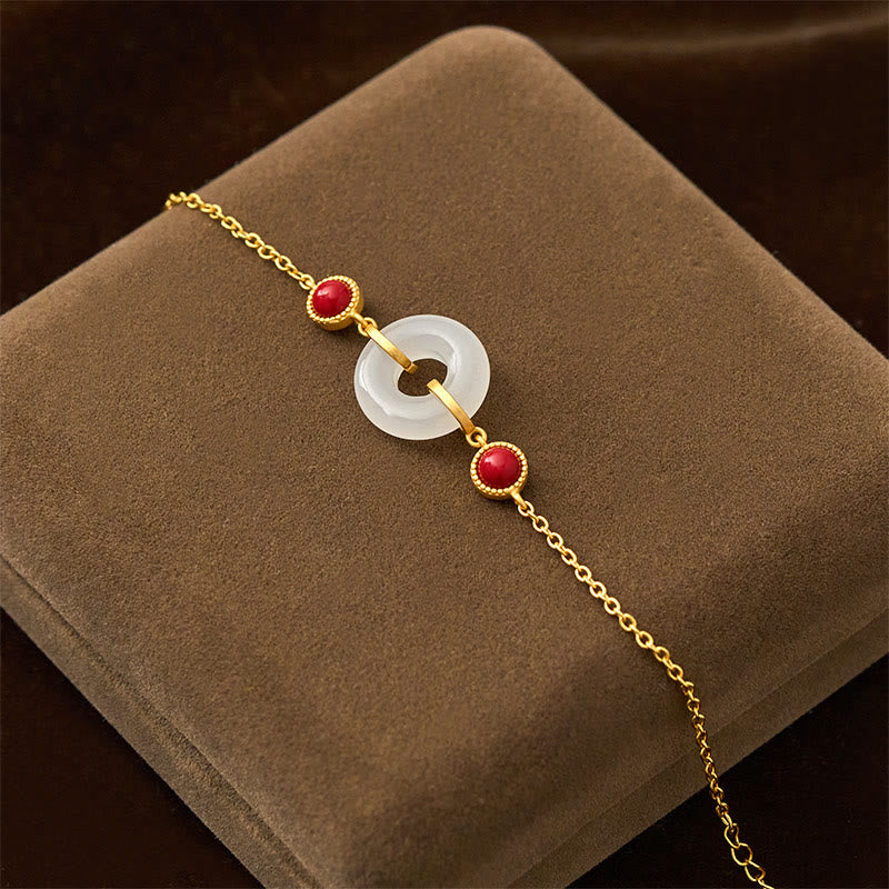 Buddha Stones -Friedensschnalle, Hetian-Weißjade, kupferplattiertes Gold-Schutzarmband - image 2