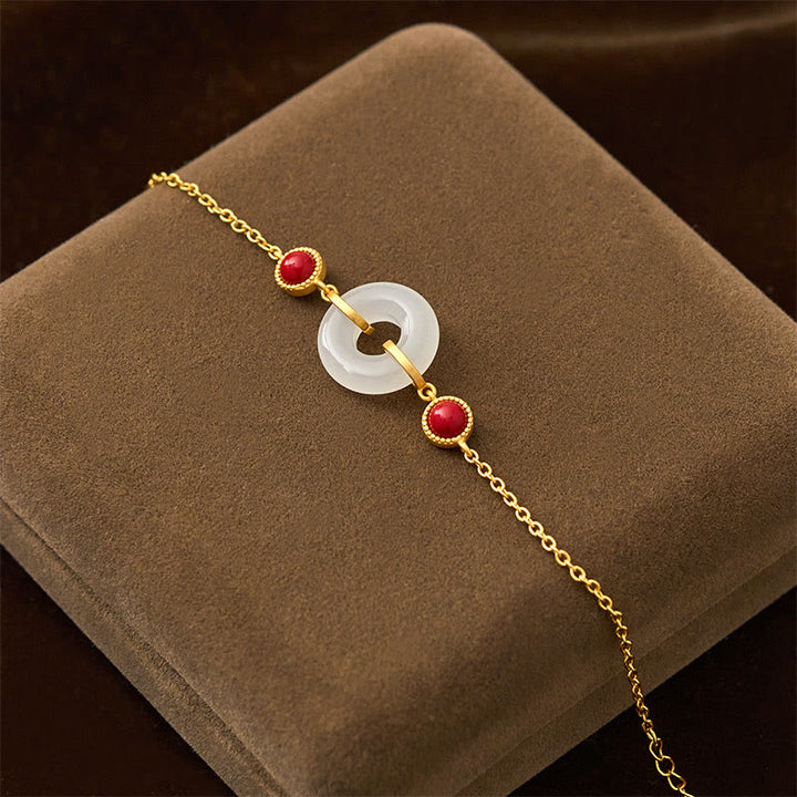 Buddha Stones -Friedensschnalle, Hetian-Weißjade, kupferplattiertes Gold-Schutzarmband - image 2