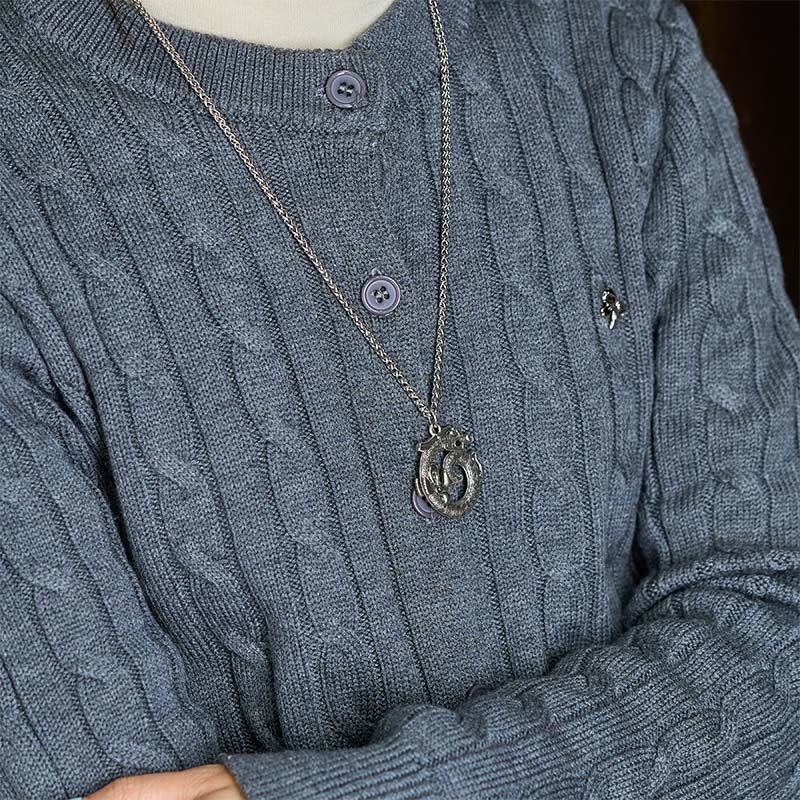 Buddha Stones, tibetisches Drachenmotiv (Taotie-Muster), kupferplattierter Silberanhänger - image 5