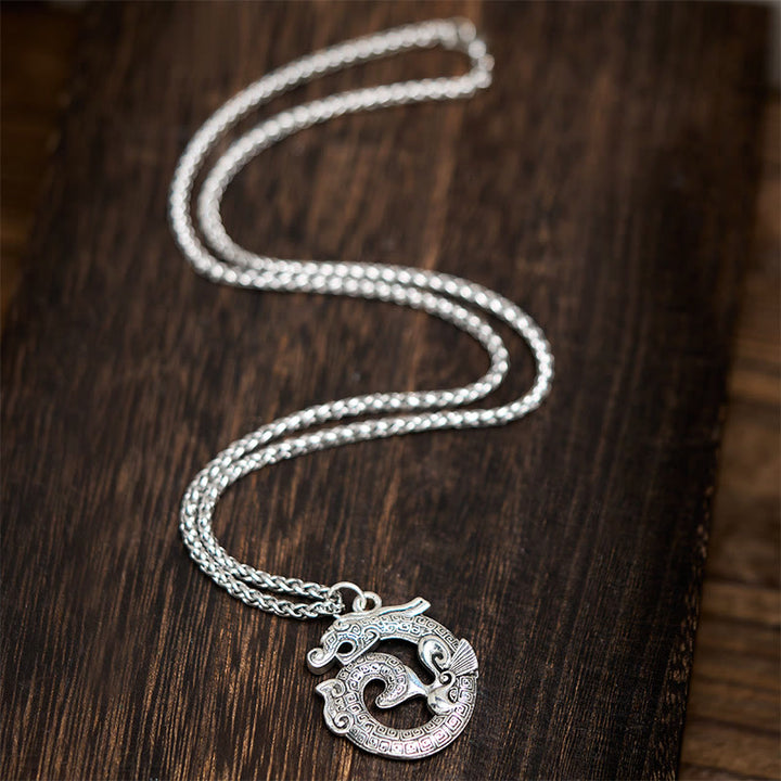 Buddha Stones, tibetisches Drachenmotiv (Taotie-Muster), kupferplattierter Silberanhänger - image 4