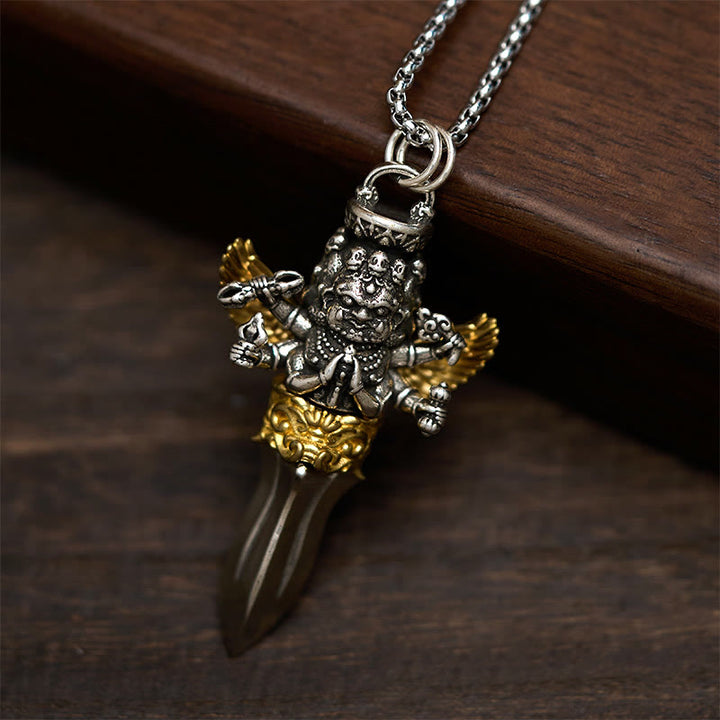 Buddha Stones, tibetischer Vajra, drei Köpfe, sechs Arme, Kupfer, heilende spirituelle Kraft - image 1