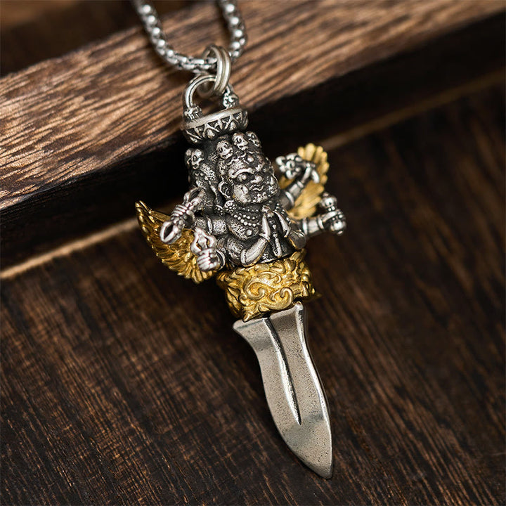 Buddha Stones, tibetischer Vajra, drei Köpfe, sechs Arme, Kupfer, heilende spirituelle Kraft - Vajra - image 0