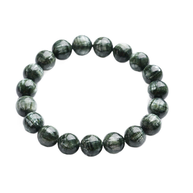 Buddha Stones, natürliches Seraphinit-Armband, rund, für emotionales Gleichgewicht - image 6