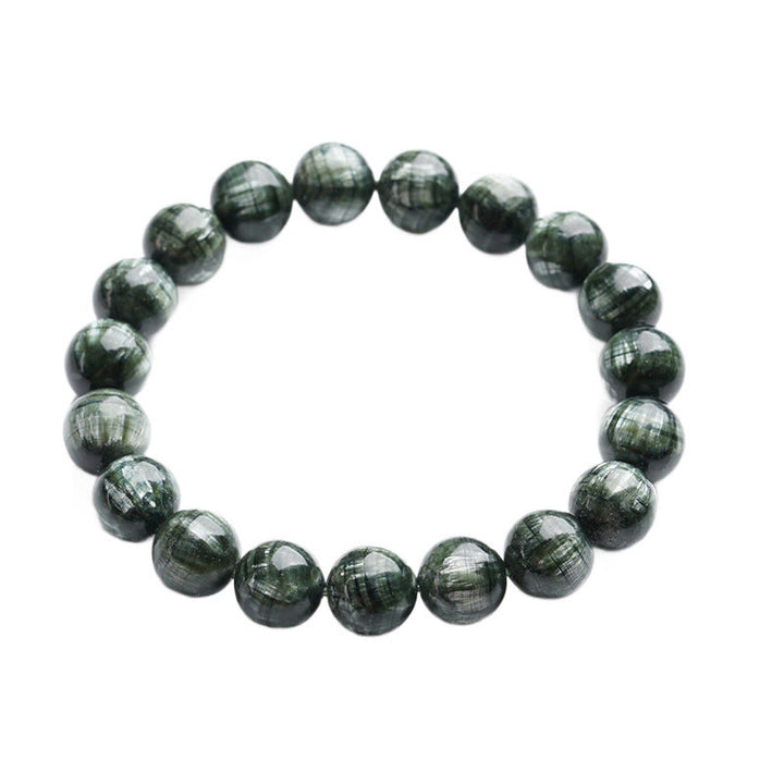 Buddha Stones, natürliches Seraphinit-Armband, rund, für emotionales Gleichgewicht - image 6